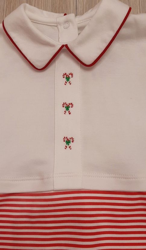 Candy Canes Striped Boy Romper