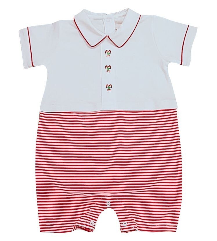 Candy Canes Striped Boy Romper