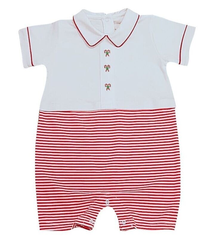 Candy Canes Striped Boy Romper