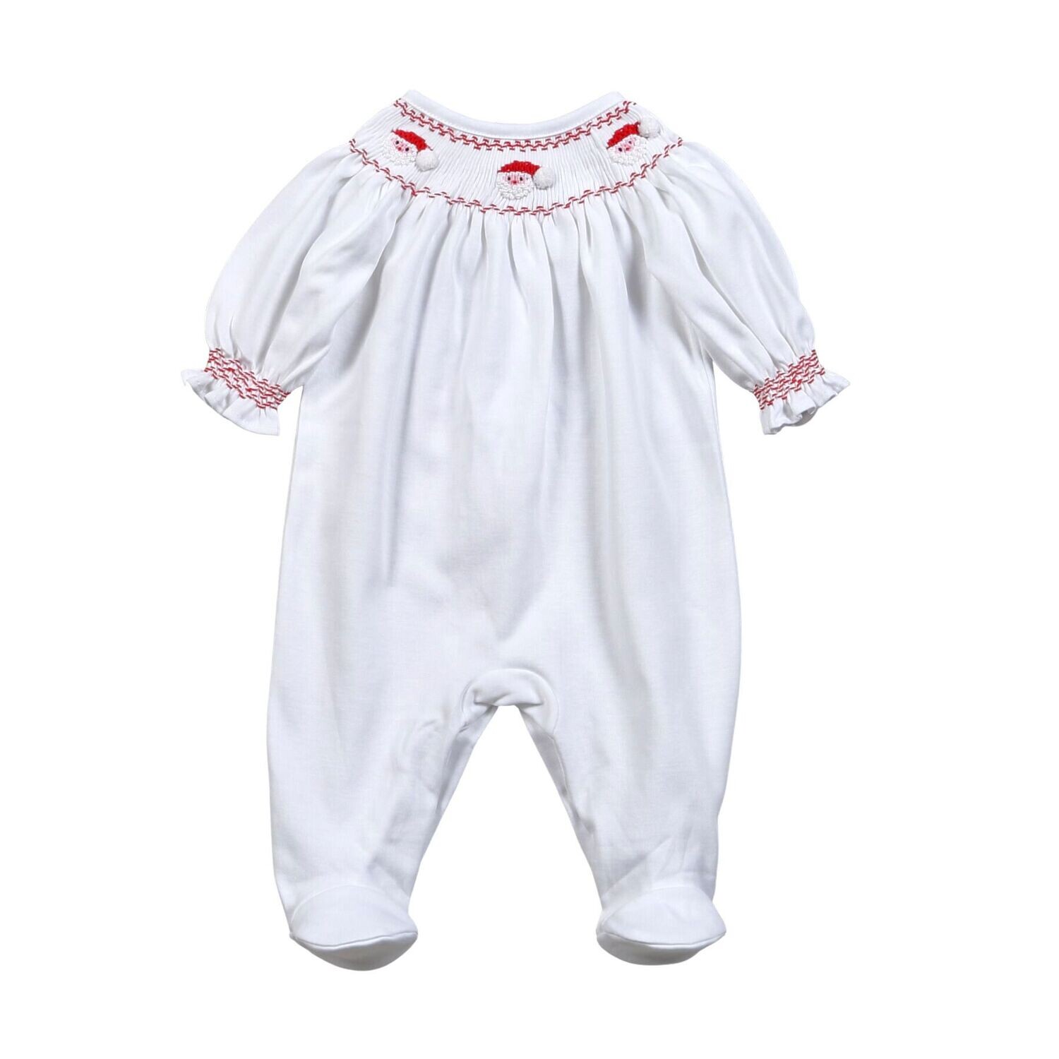 Hand Smocked Santa Claus Bishop Footie