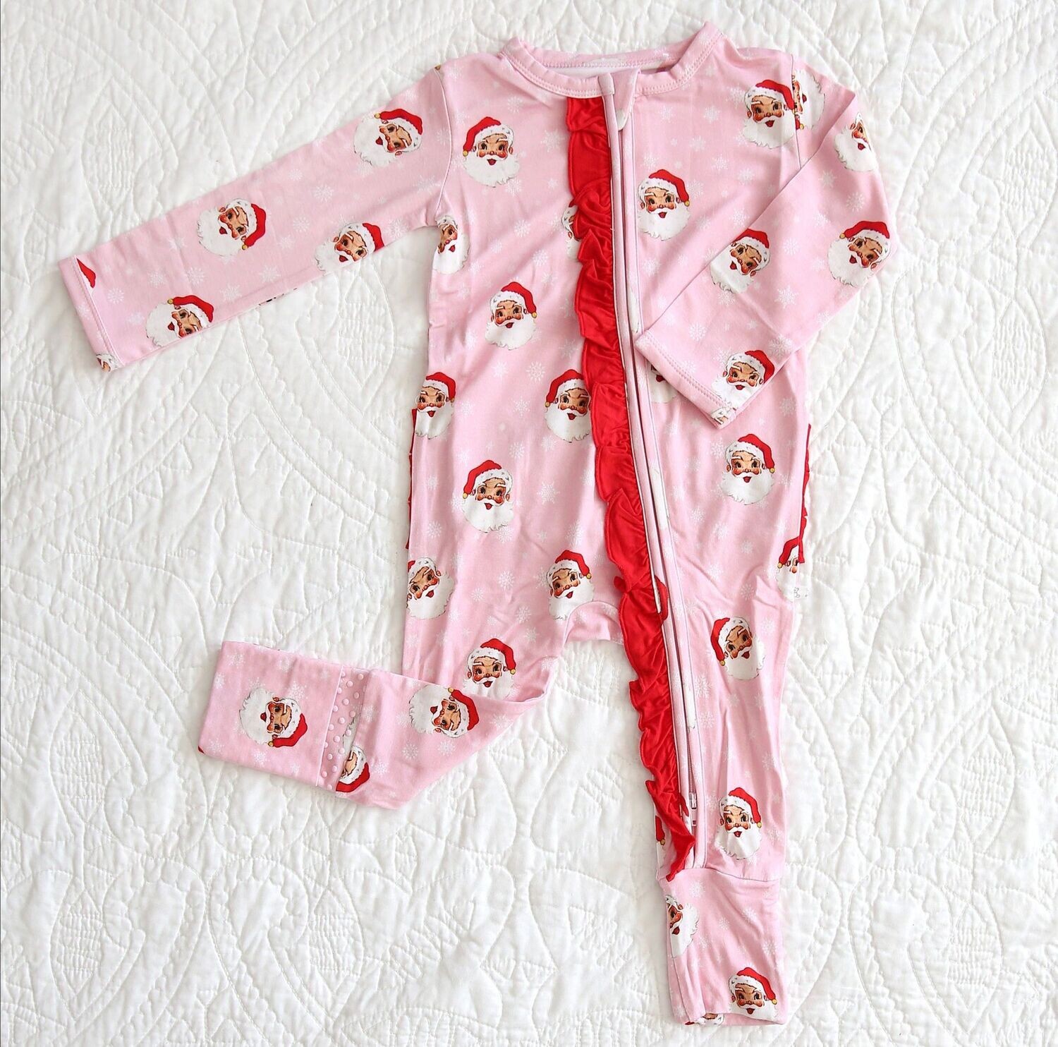 Pink Vintage Santa Zip Pajama