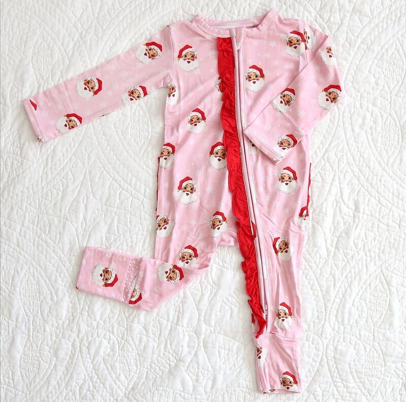 Pink Vintage Santa Zip Pajama