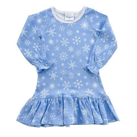 Blue Snowflake A-Line Dress