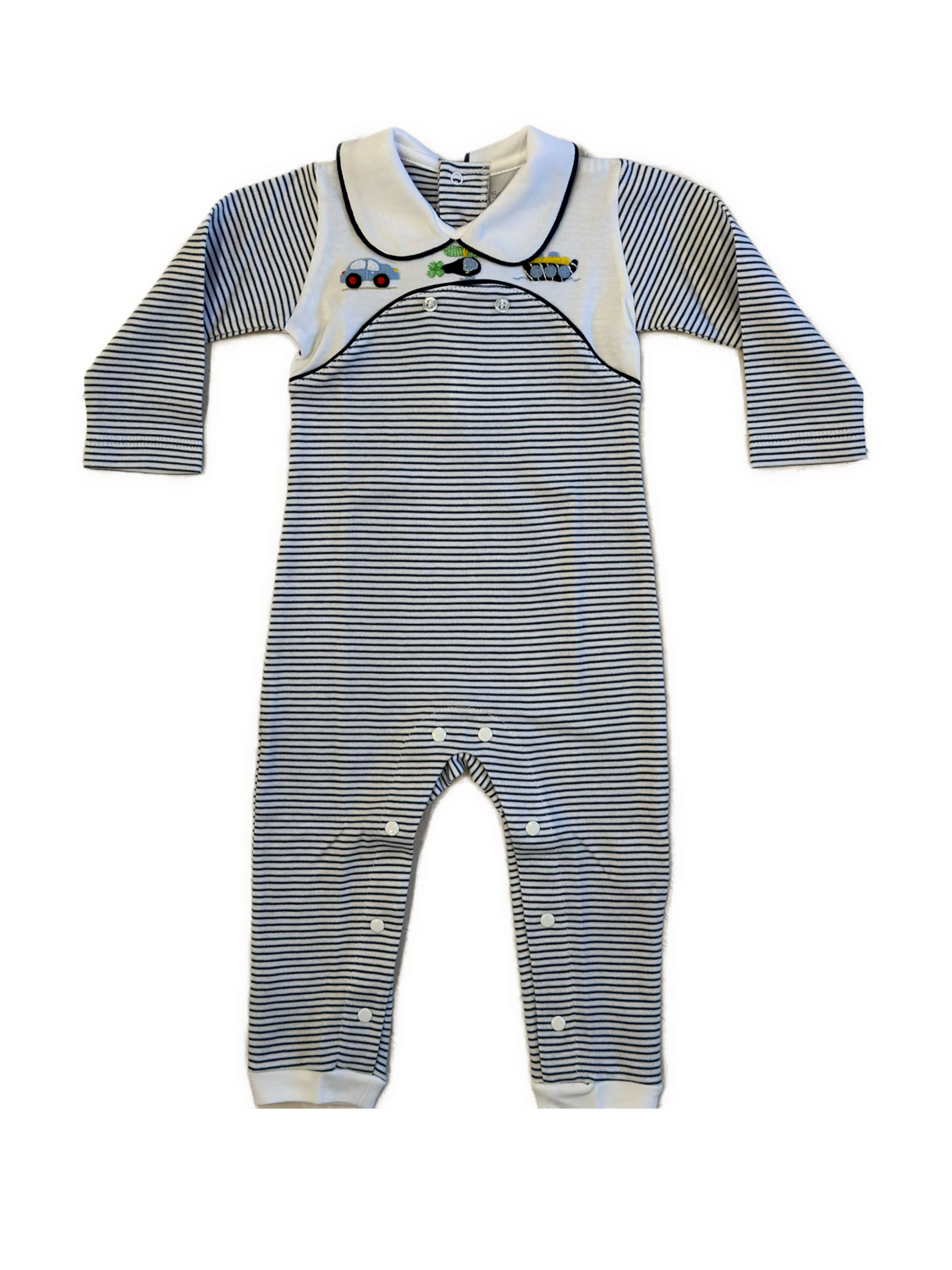 Beep, Whirl, Toot L/S Coverall w/ White Yoke, Size: 0-3m
