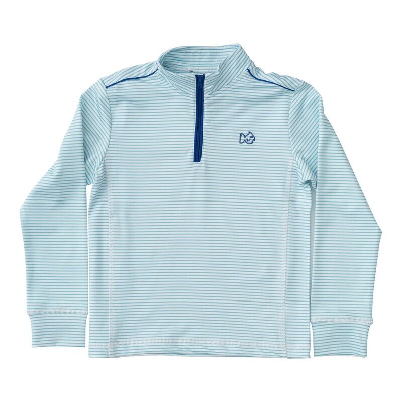 Pro Performance 1/4 Zip Pullover- Pool Blue Stripe Pro Performance 1/4 Zip Pullover- Pool Blue Stripe