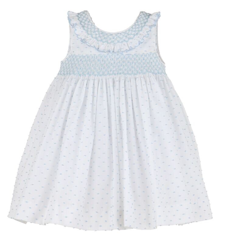 Swiss Dot Bicolor Dress- Blue