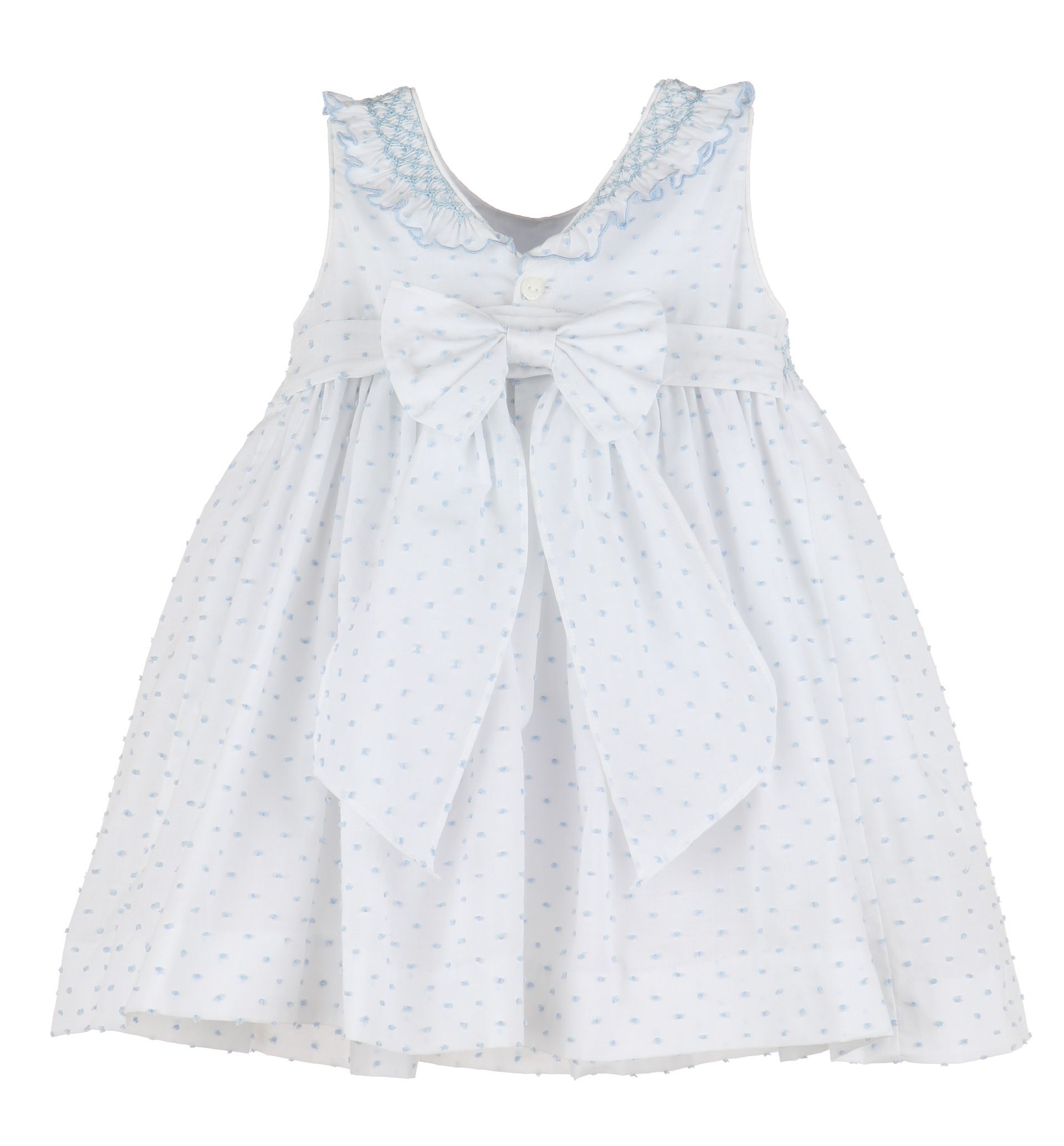Swiss Dot Bicolor Dress- Blue