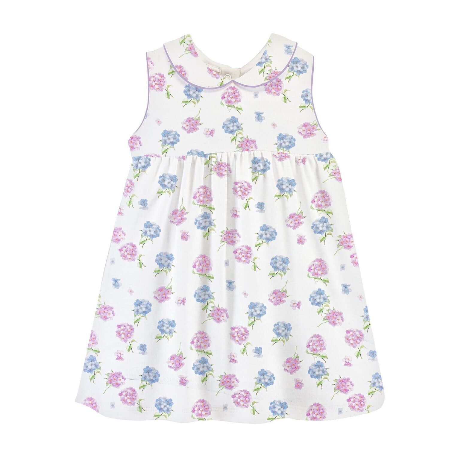 Lilac Hydrangeas Dress w/ Round Collar