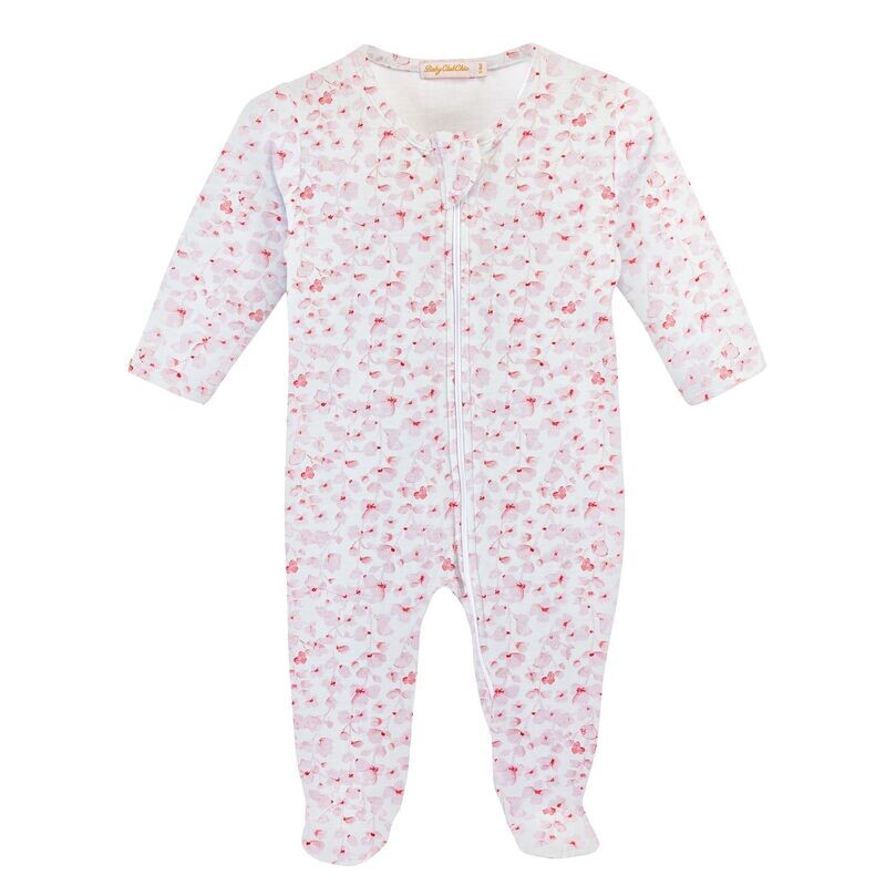 Pink Begonias Zipped Footie