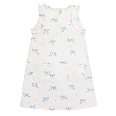 Pretty Bows - Blue Toddler Dress w/ Ruffle