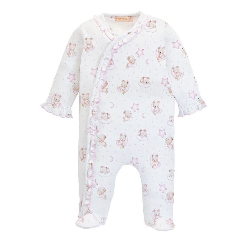 Sleep Tight Bear Pink footie w/ Ruffles