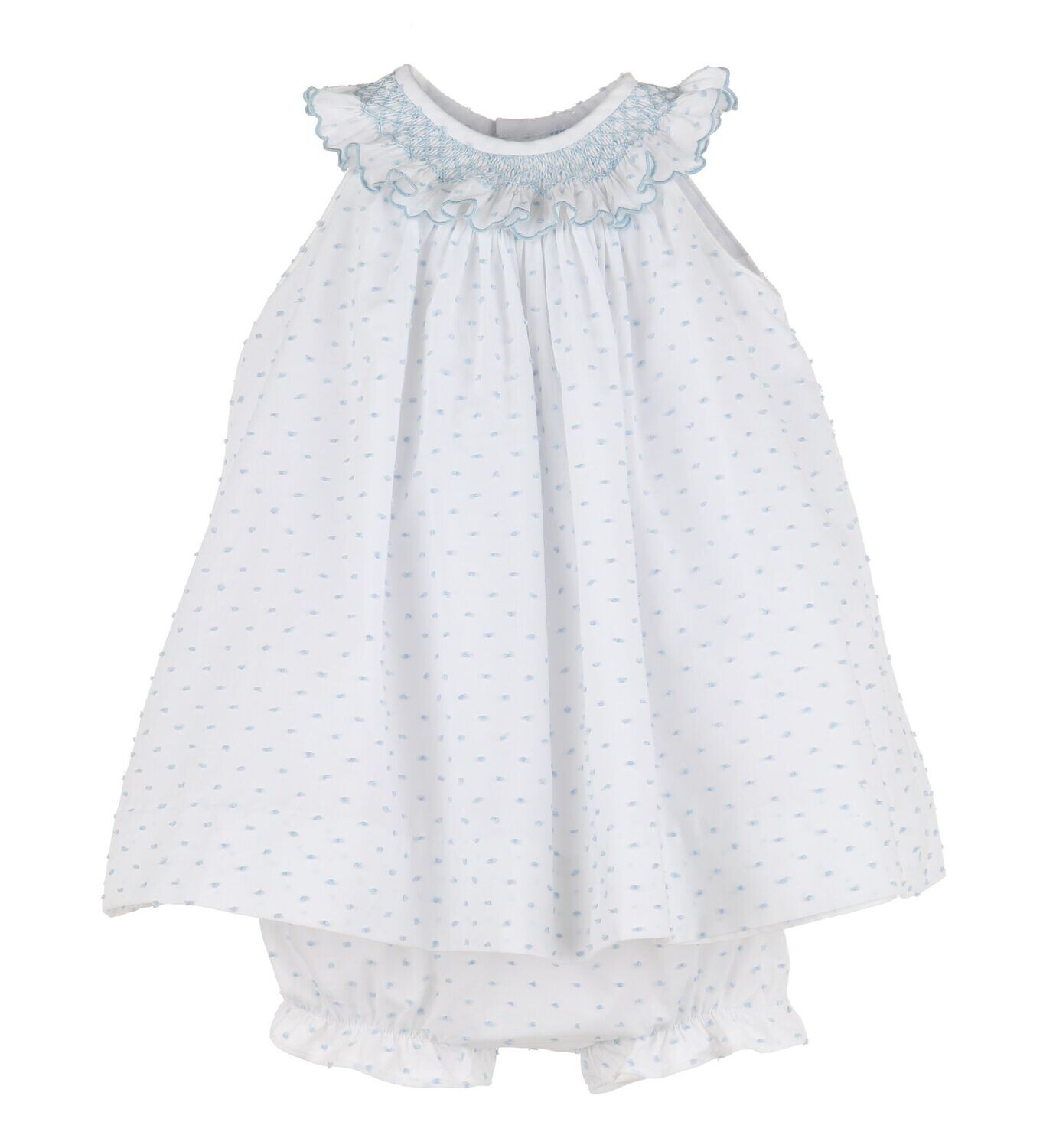 Swiss Dot Bicolor Bishop - blue