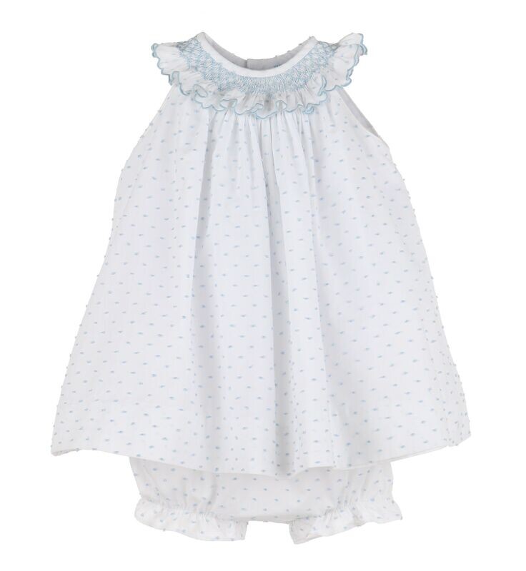 Swiss Dot Bicolor Bishop - blue