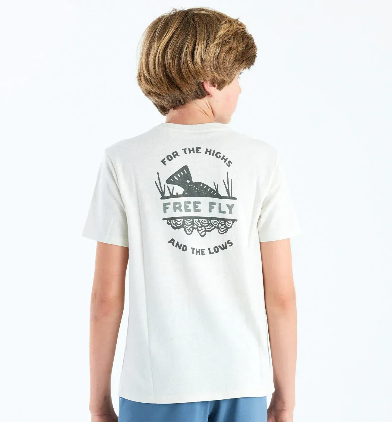 Boys High and Lows Tee - Heather Oyster, Size: SM (7/8)