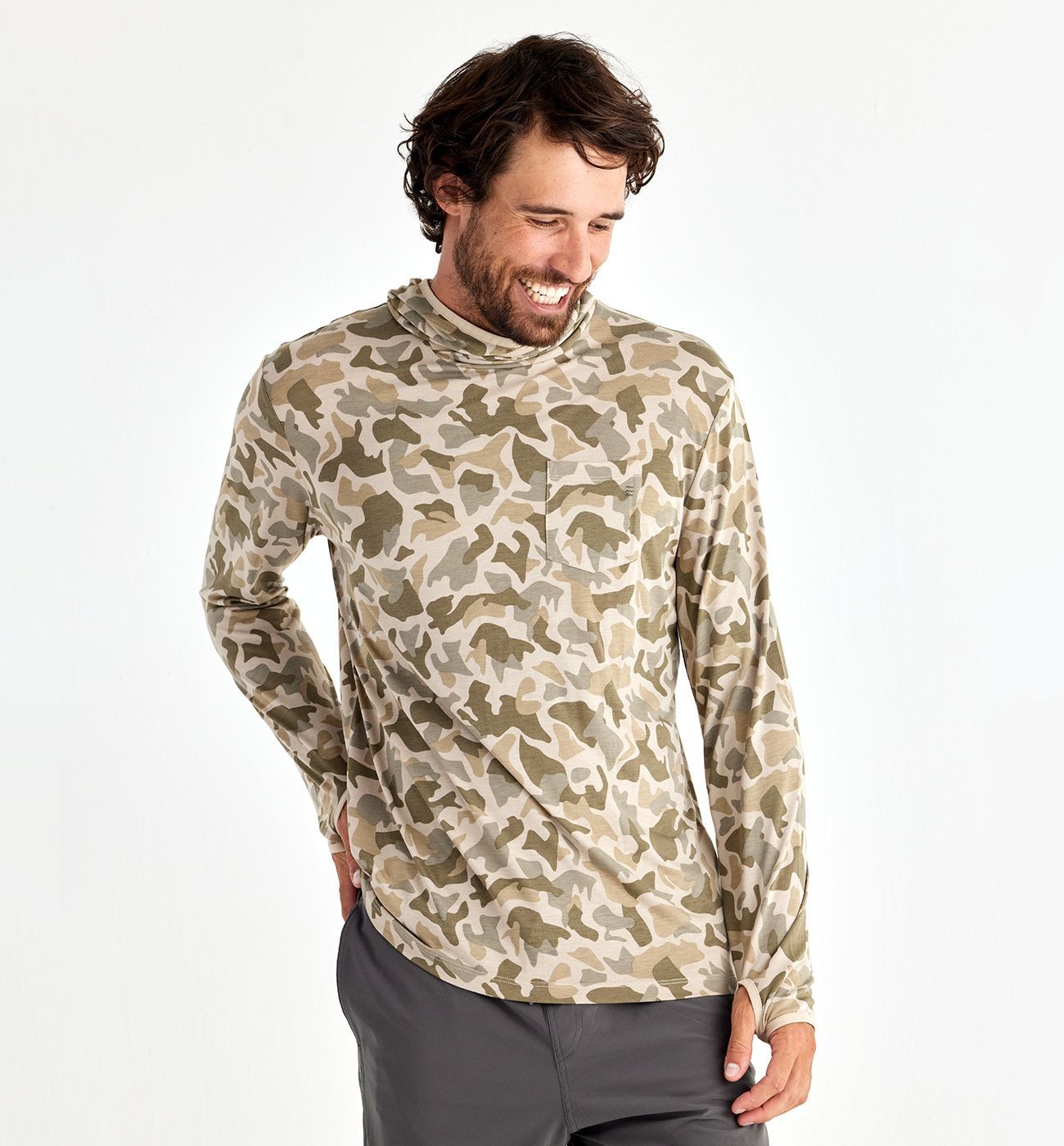 MENS BAMBOO SHADE HOODIE - BARRIER ISLAND CAMO, Size: MEN'S LARGE