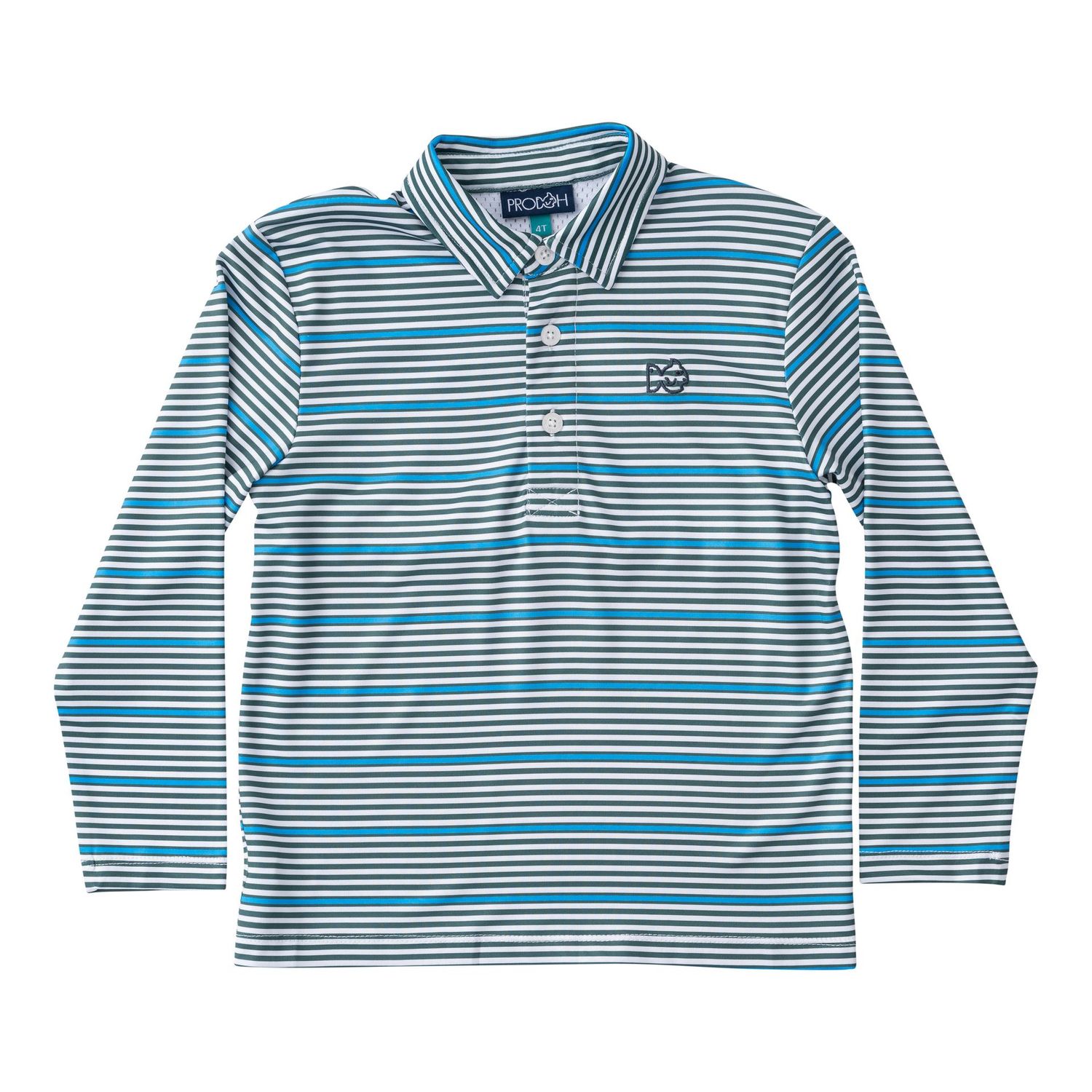 Pro Performance Polo L/S - Posy Green Fishing Club Stripe