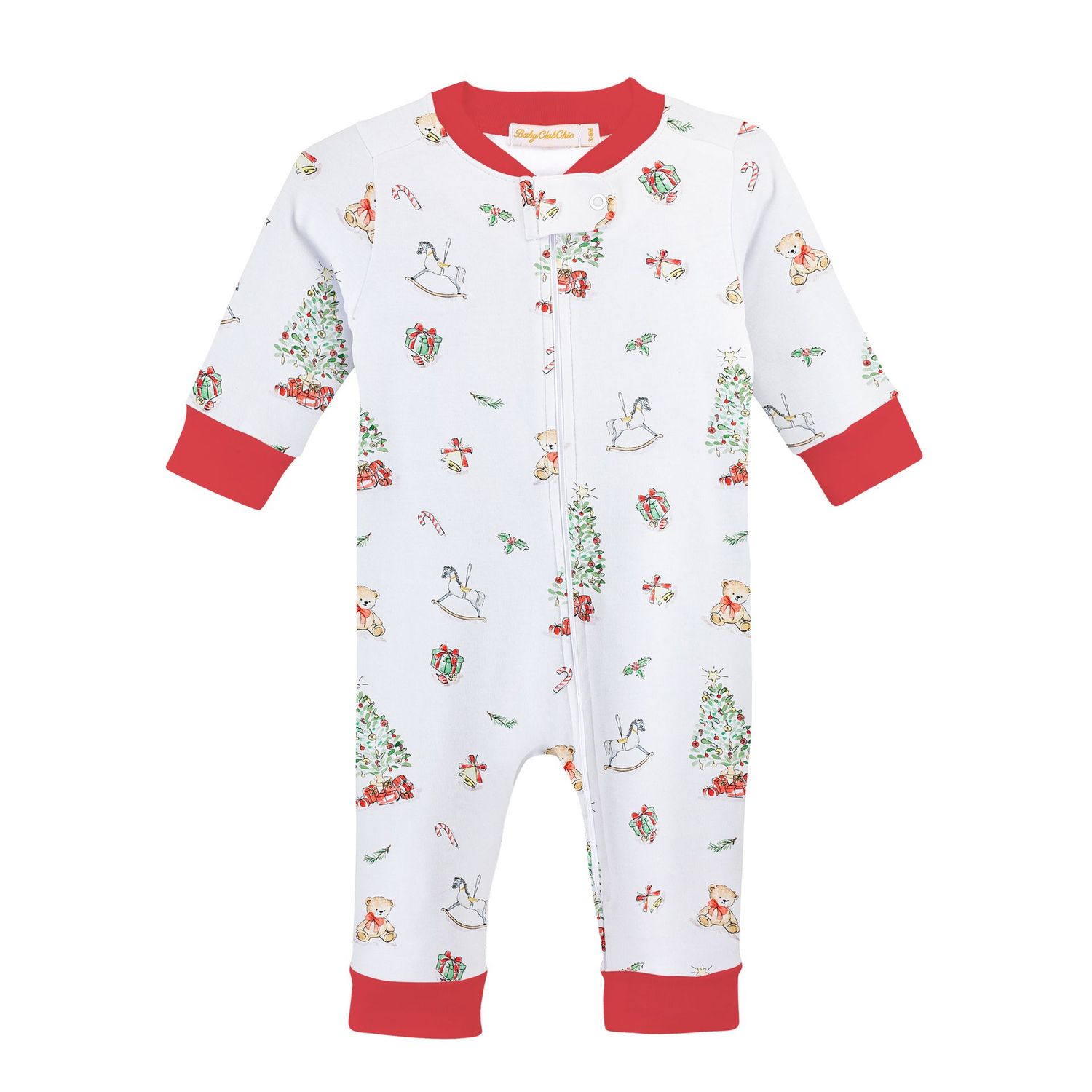 Christmas Tree Printed Zipper Coverall