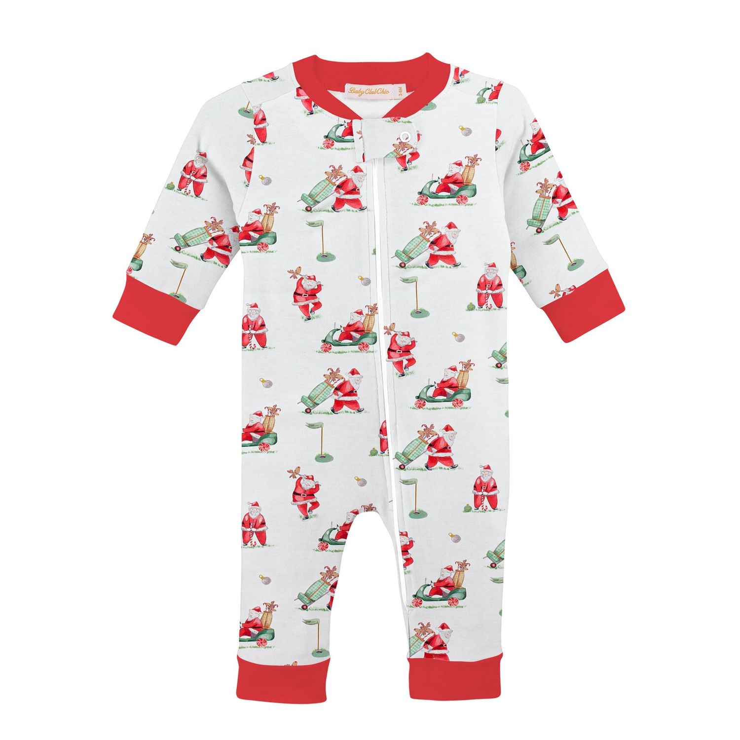 Santa's Golf Printed Zipper Coverall