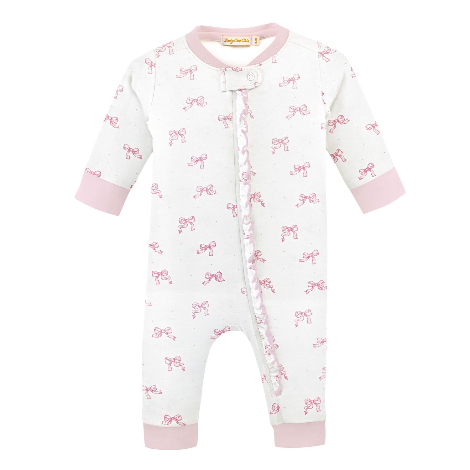 Pretty Bows Printed Zipper Coverall w/ Ruffles