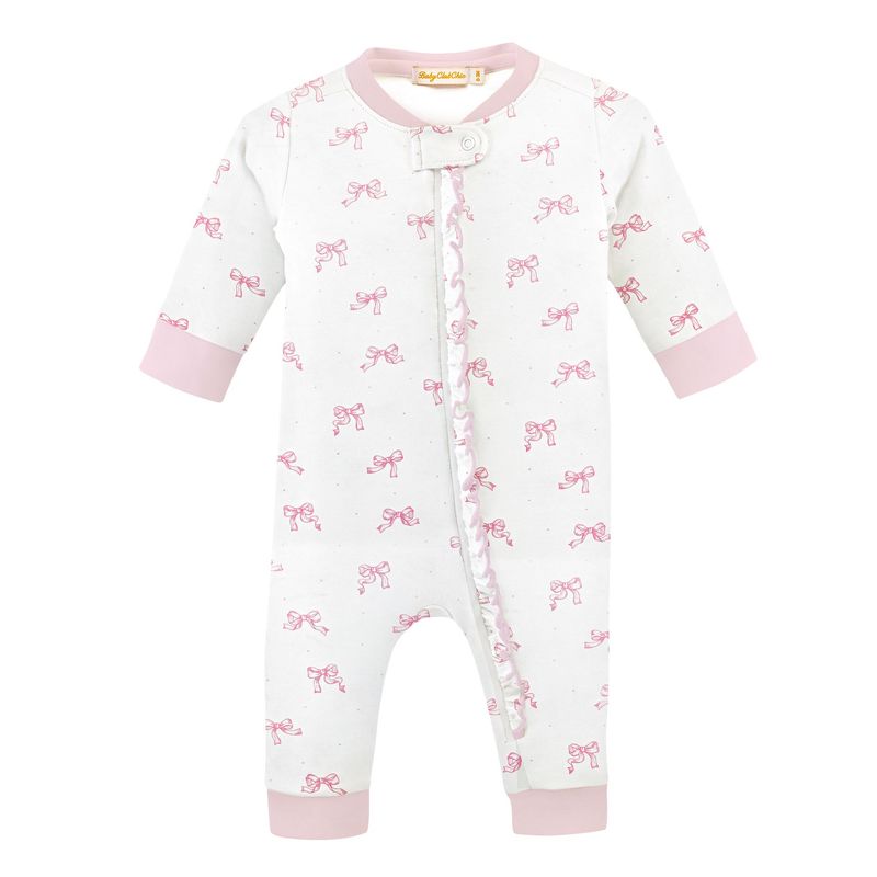 Pretty Bows Printed Zipper Coverall w/ Ruffles