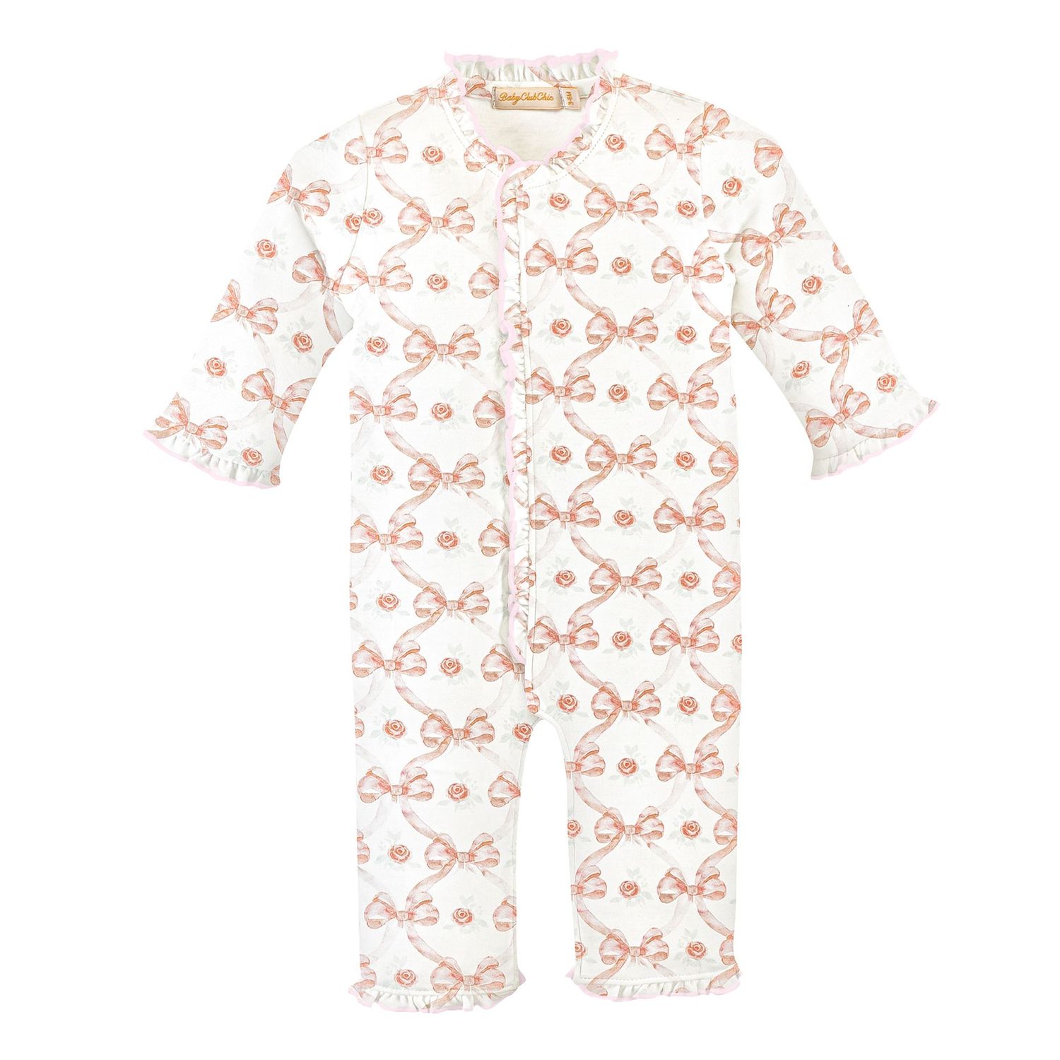 Bows and Roses Printed Coverall w/ Ruffles