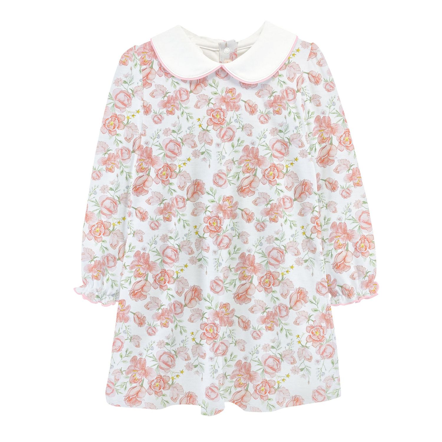 Pastel Floral Printed Dress w/ Round Collar