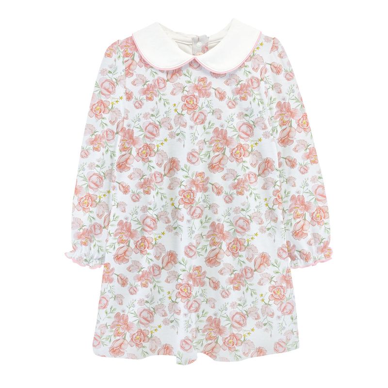 Pastel Floral Printed Dress w/ Round Collar