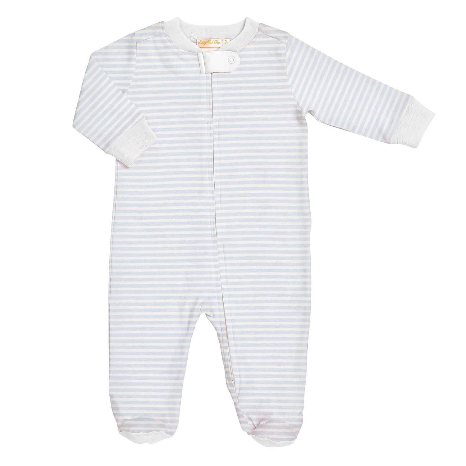 Light Blue Stripe Printed Zipped Footie