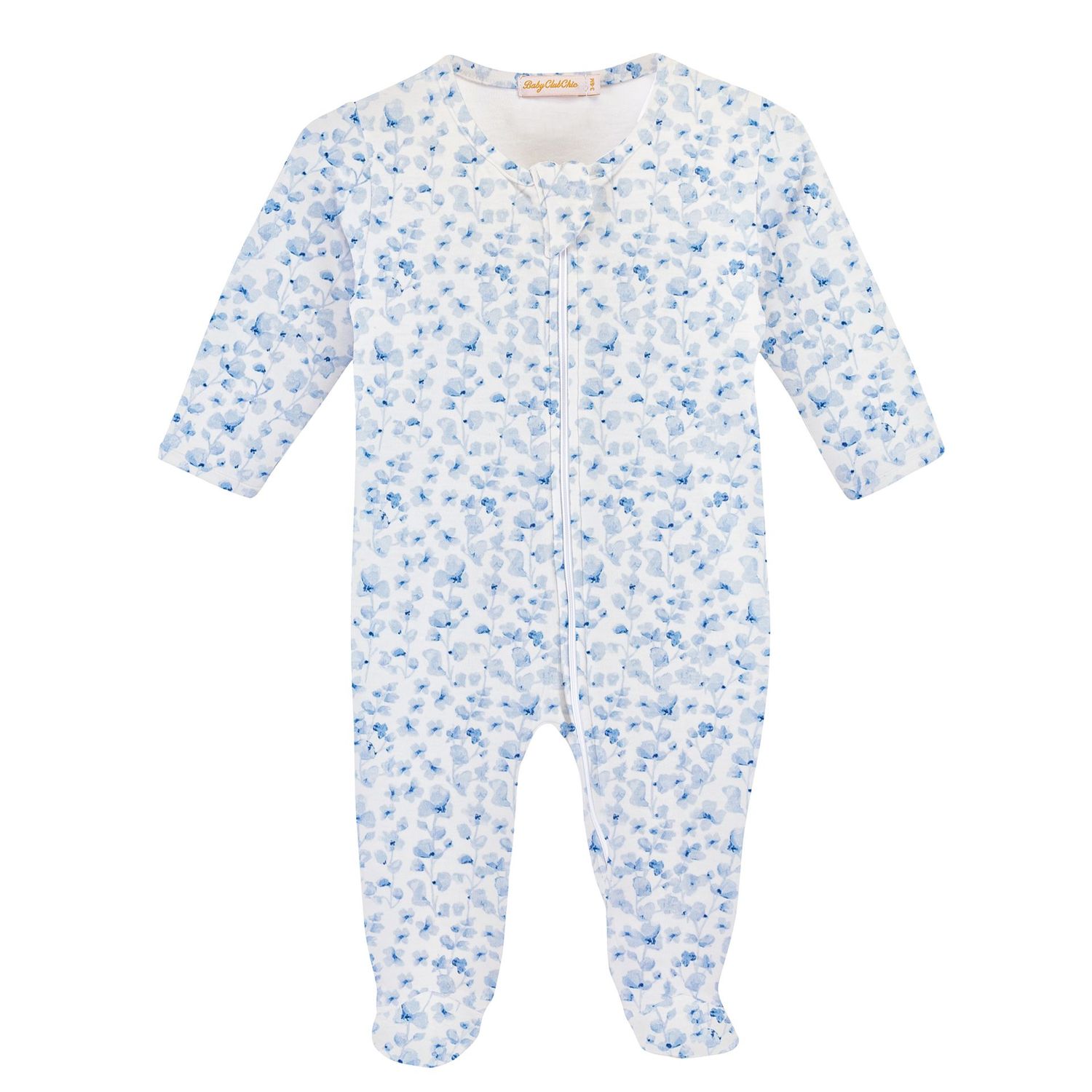 Blue Begonias Printed Zipped Footie