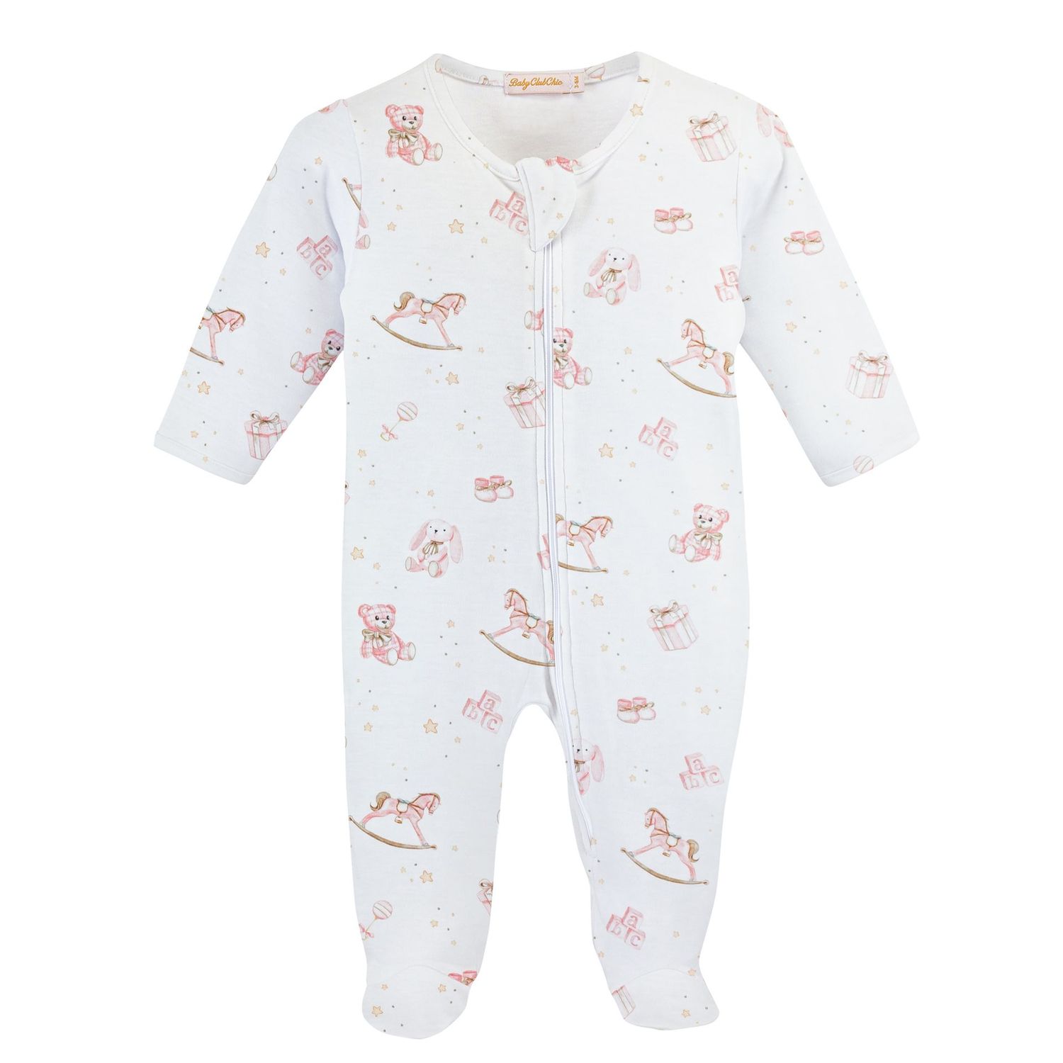 Toys in Pink Printed Zipped Footie