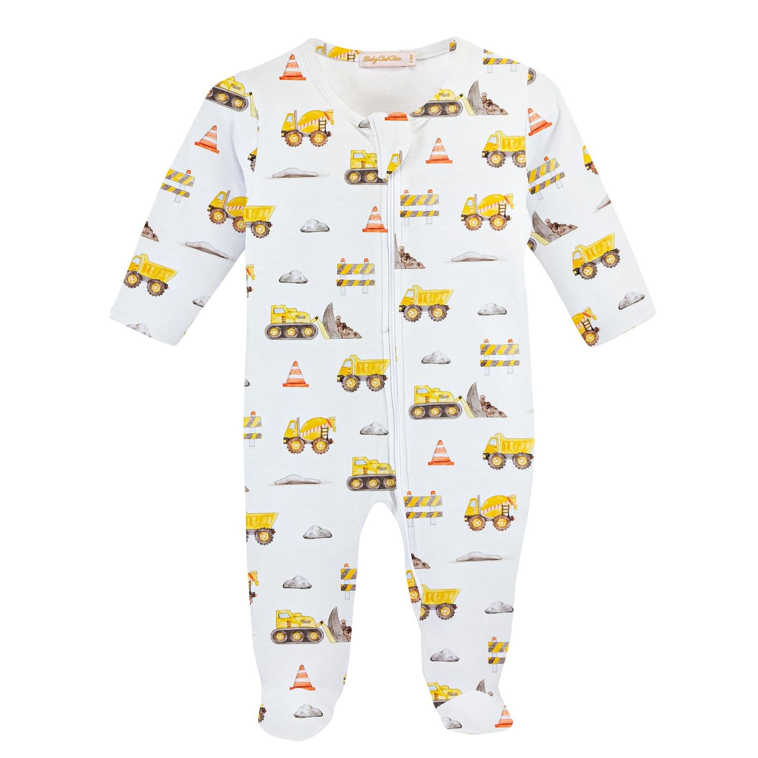 Construction Trucks Printed Zipped Footie