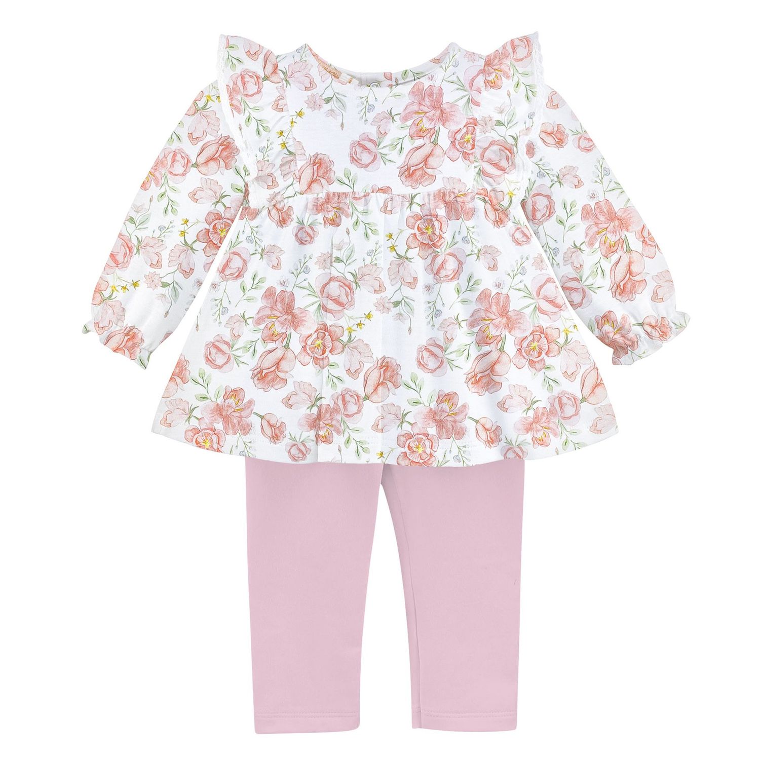 Pastel Floral Printed Blouse & Leggings Set