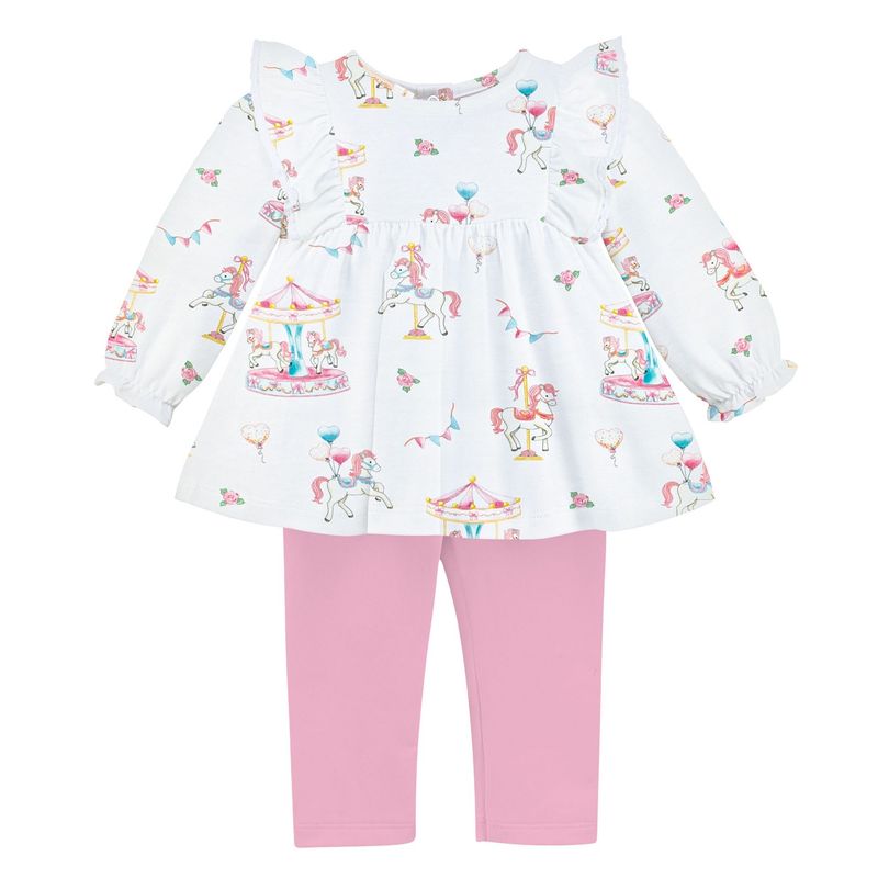 Carousel Printed Blouse & Leggings Set