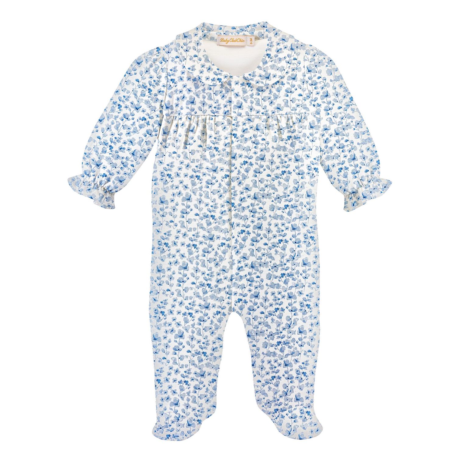 Blue Begonias Printed Footie