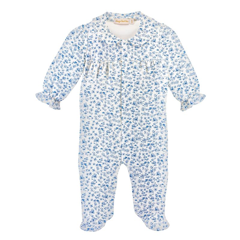 Blue Begonias Printed Footie
