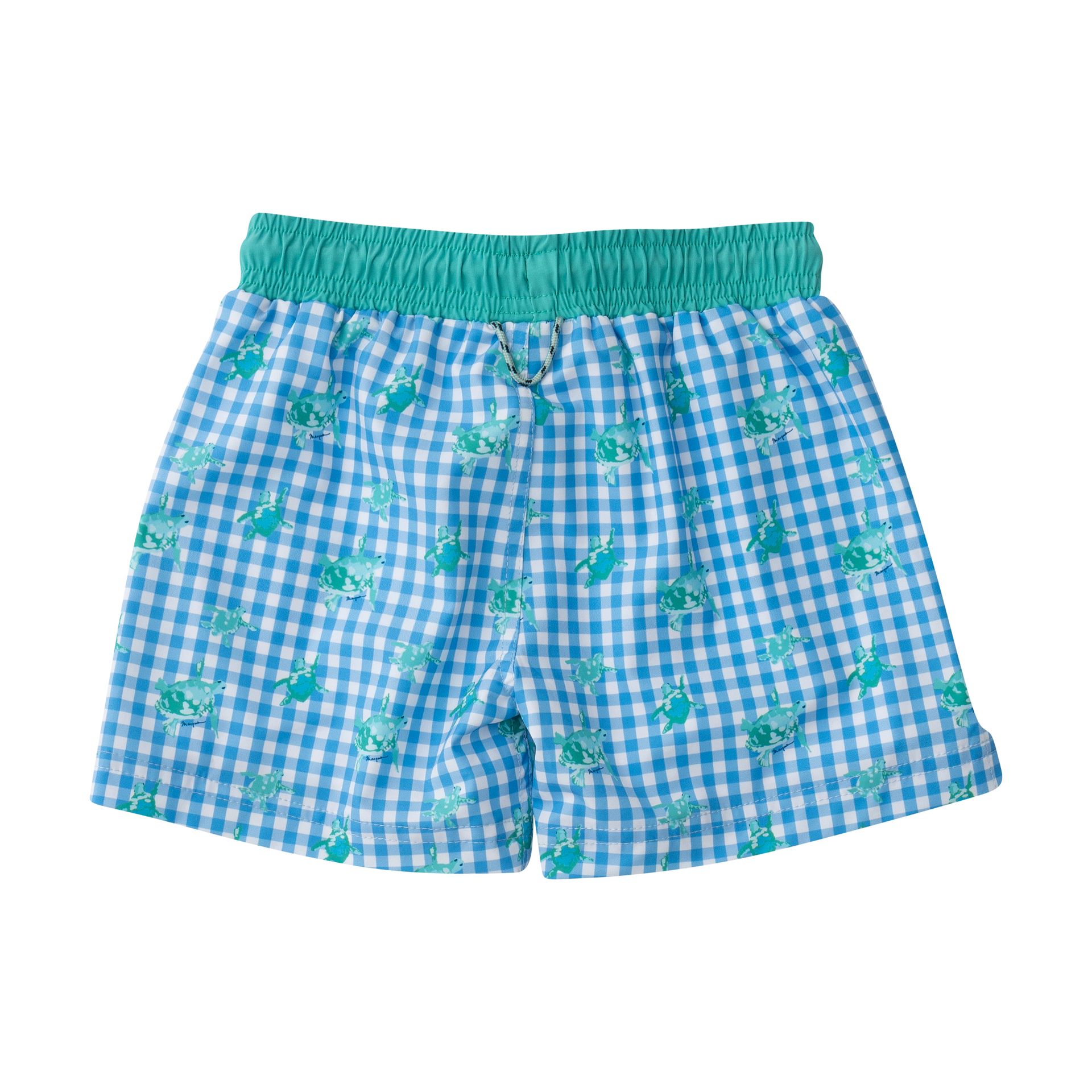 Boogie Board Swim Trunk - Marine Gingham Turtle Print