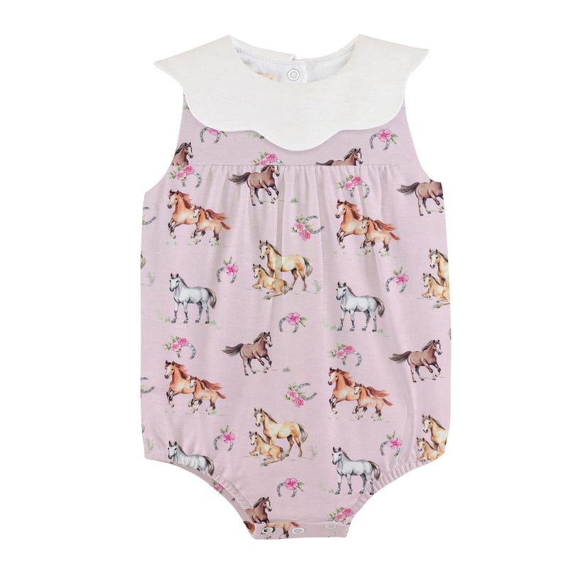 Sweet Horses Pink Printed Bubble w/ Collar