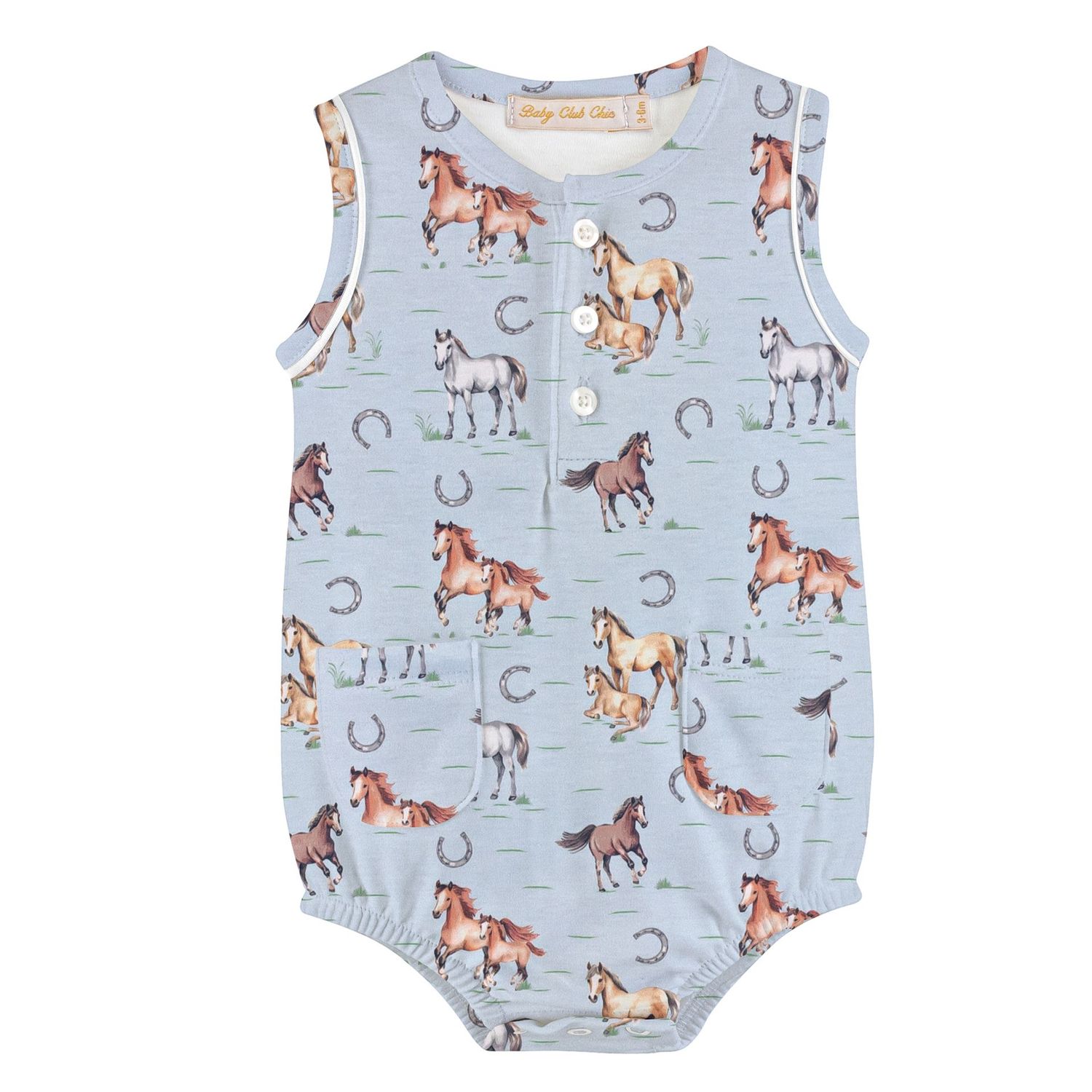 Sweet Horses Light Blue Printed Bubble