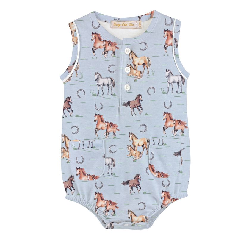 Sweet Horses Light Blue Printed Bubble