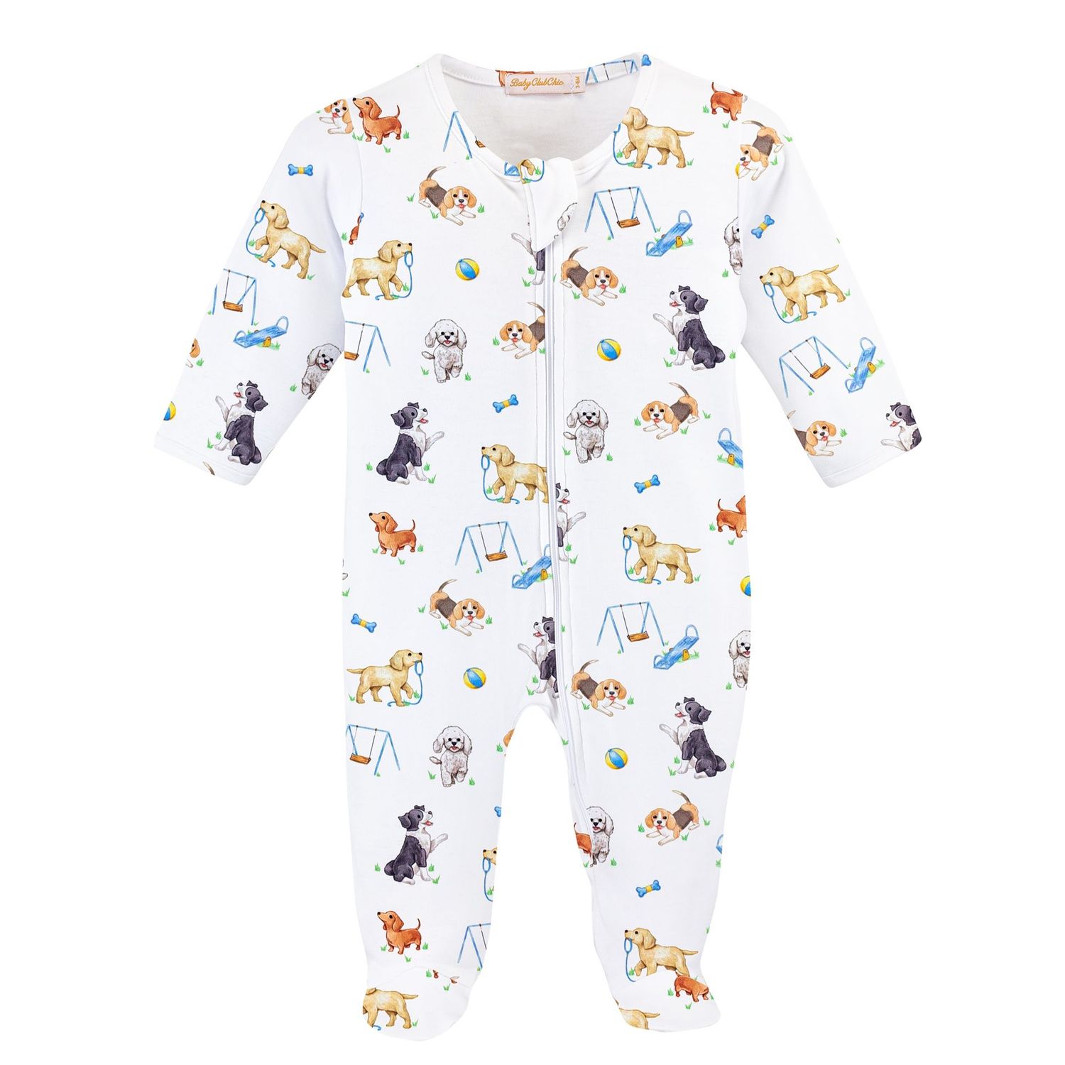 Doggie Park Printed Zipped Footie