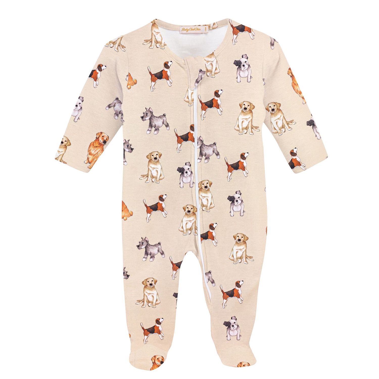 Good Puppy Boy Printed Zipped Footie