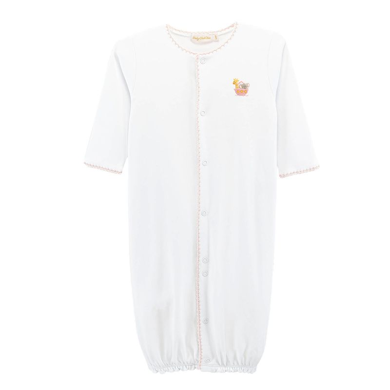 Noah's Ark Converter Gown w/ Pink Crochet Trim