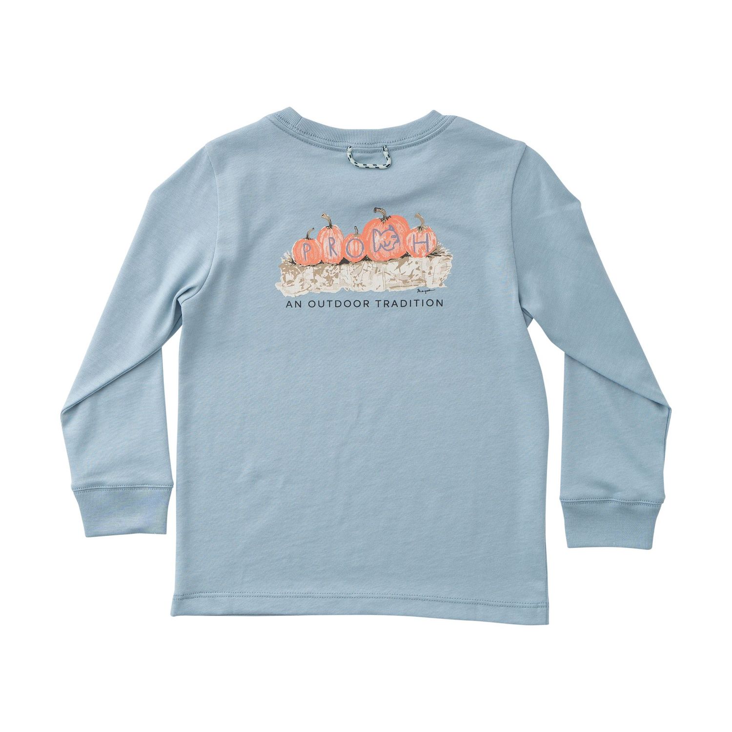 Pumpkin L/S Cotton Tee - Ashley Blue
