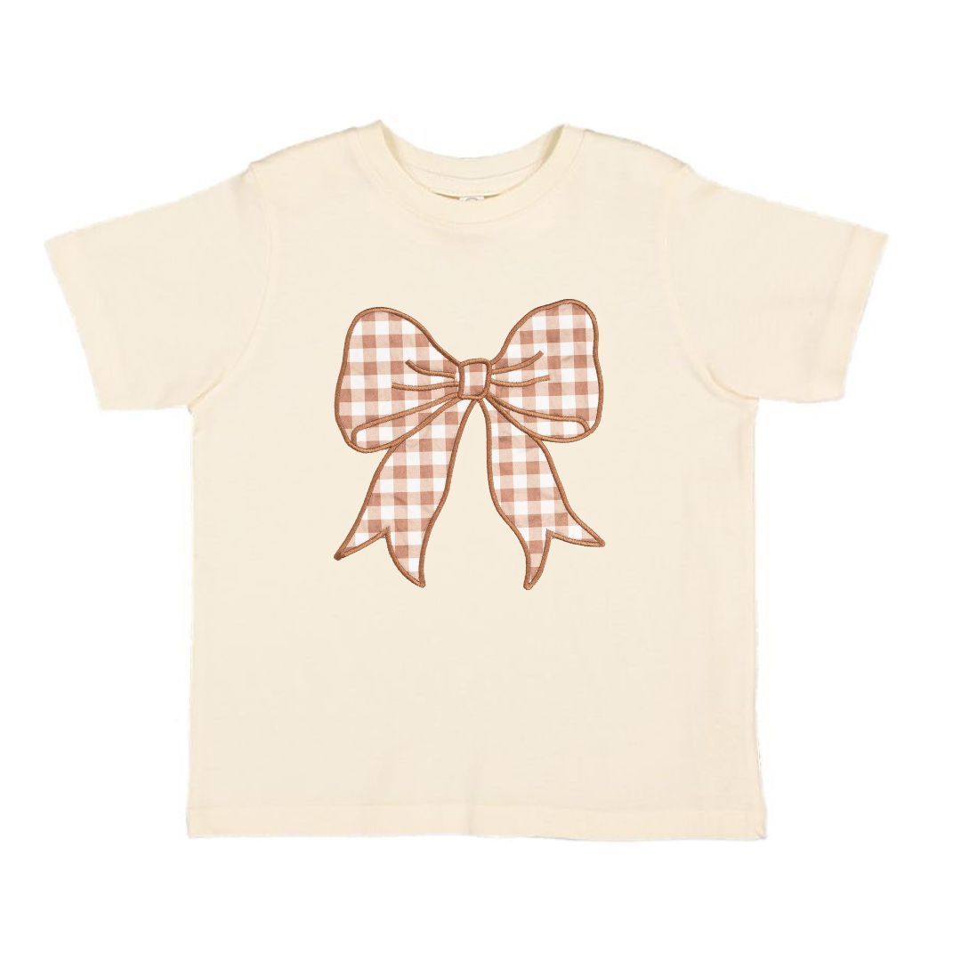 Gingham Bow patch Short Sleeve T-shirt