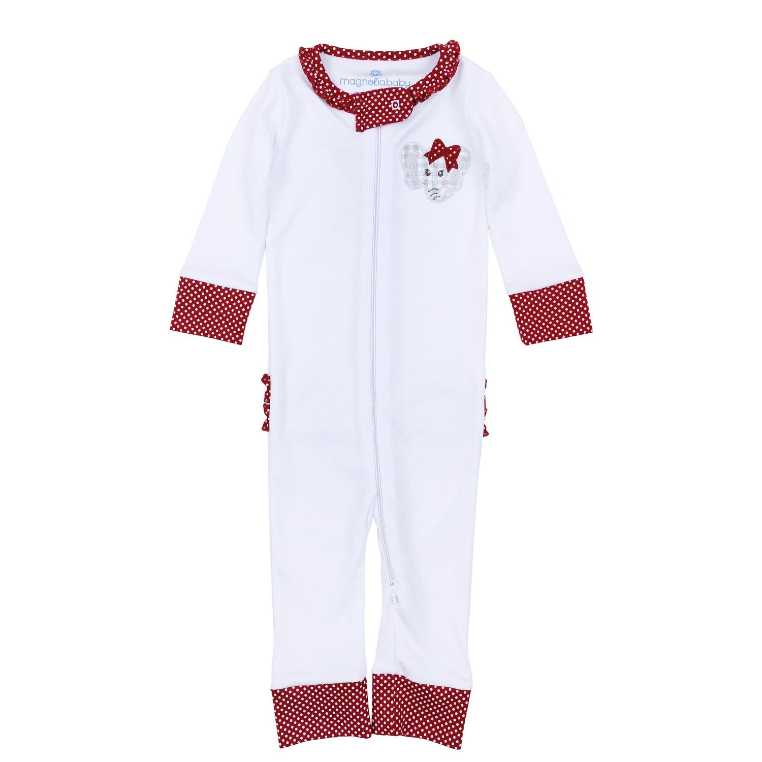 Crimson Cutie Ruffle Zipper Girl Pajamas