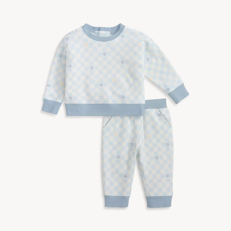 Grey Checkerboard Brushed Fleece Magnetic Sweatsuit