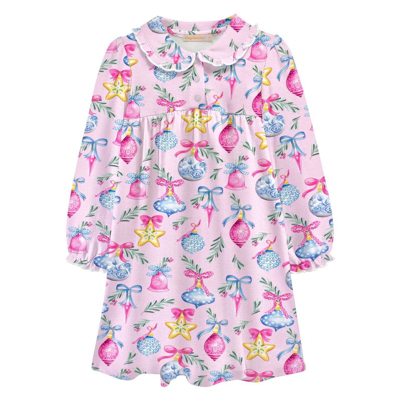 Bright Holiday Printed Dress w/ Round Collar Bright Holiday Printed Dress w/ Round Collar