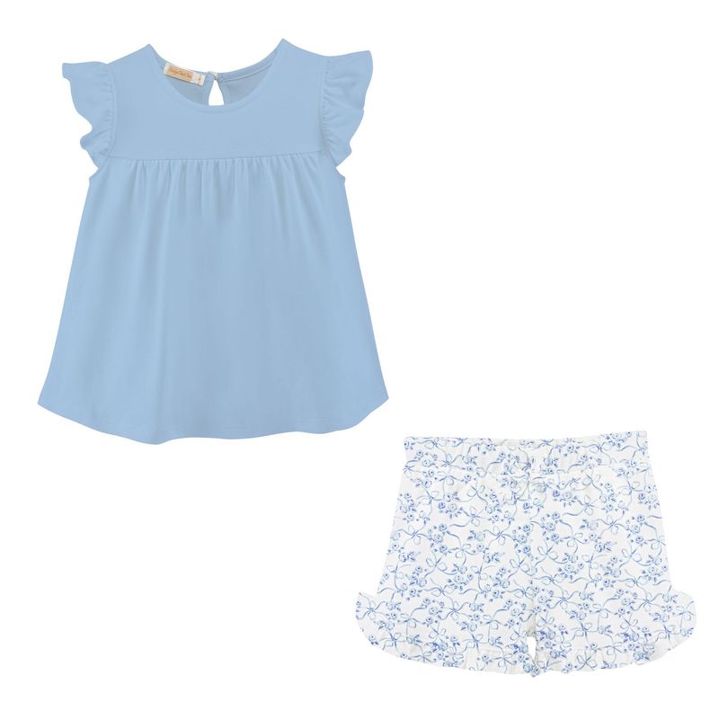 Blue Romantic Toile Short Set