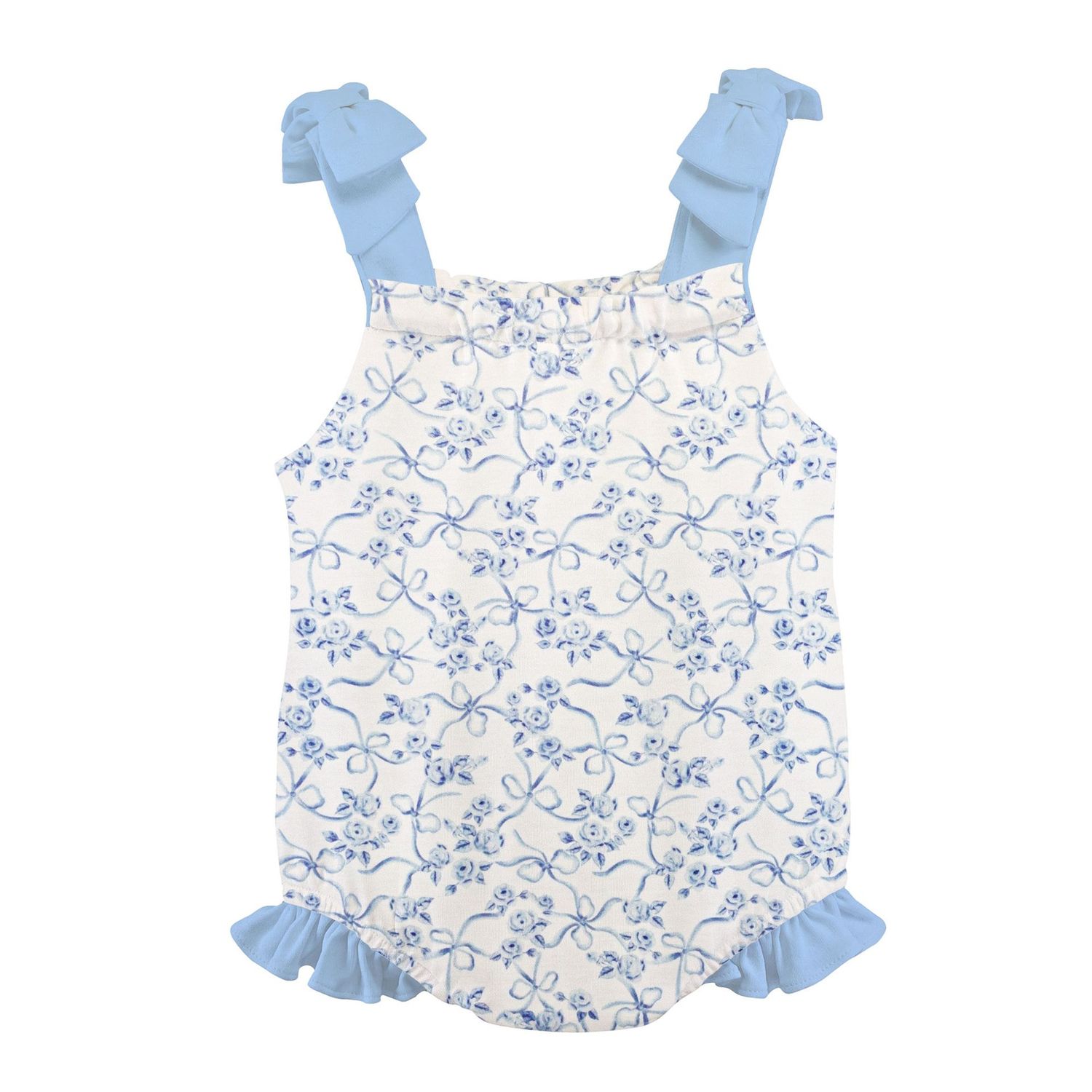 Blue Romantic Toile Bubble w/ Bows
