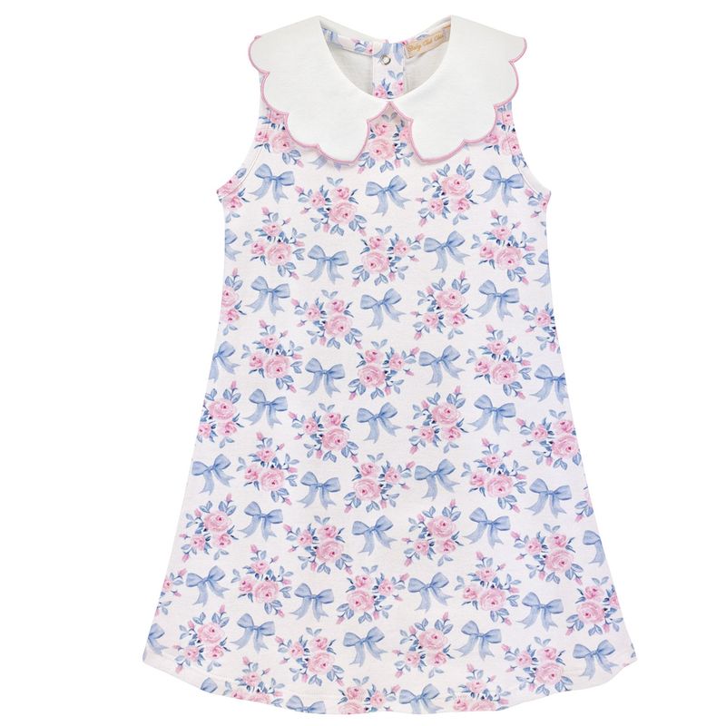 Blue Floral Bow Dress